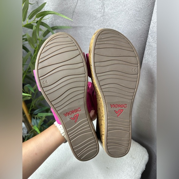 Vionic Women’s Atlantic Slide Adjustable Platform Wedges Sandal Pink Sz US 11 - Picture 7 of 12